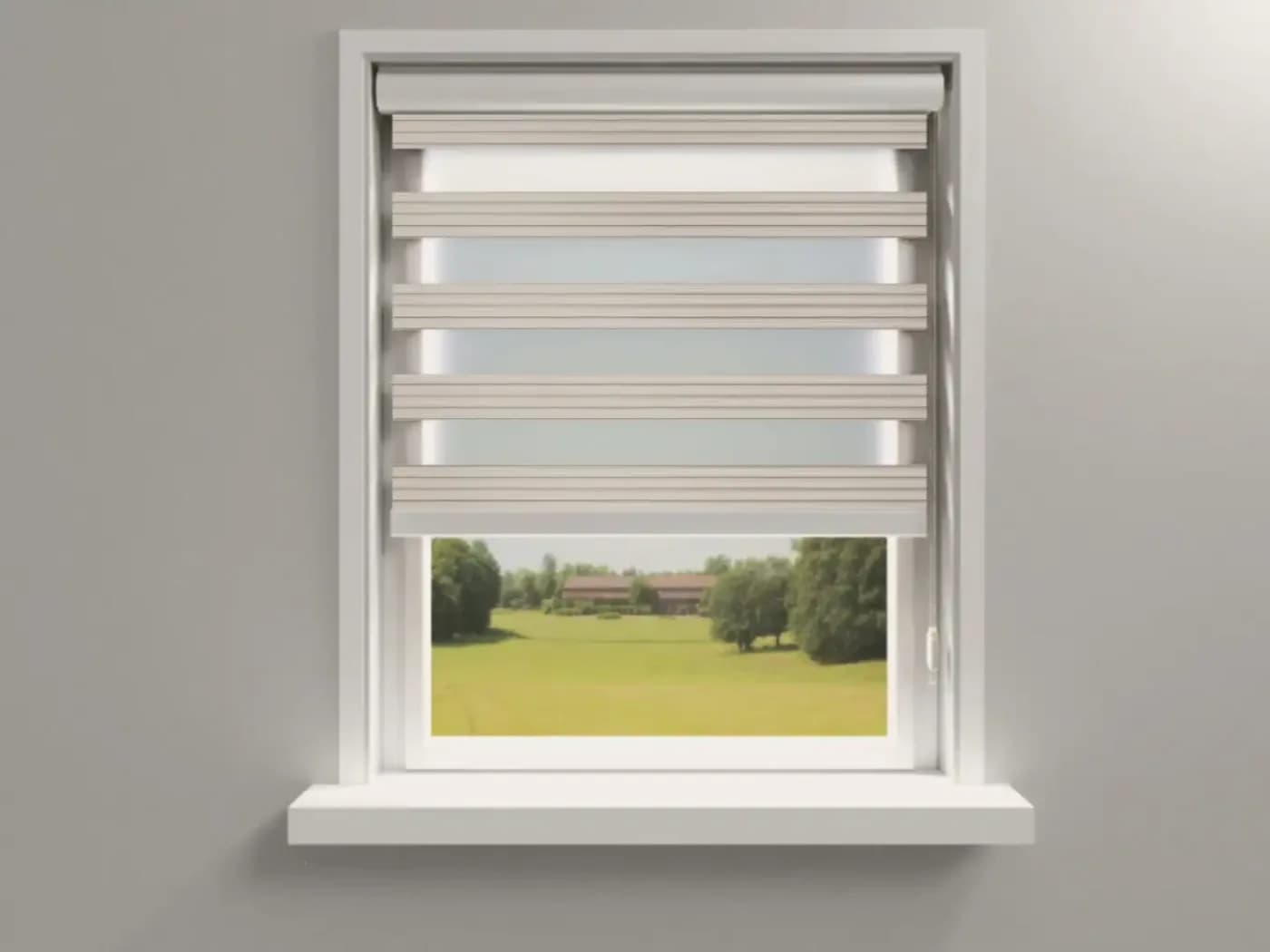 DUO Rolgordijn Luxe Plisse Taupe lijnen